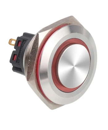 30B-G1-E 30mm Çıkık Yaylı Işıklı Metal Buton - Kırmızı