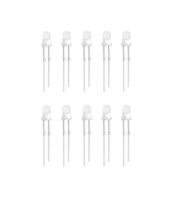 3mm Beyaz Led Paketi Kısa Bacak - 10 Adet