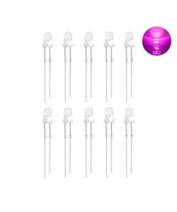 3mm Şeffaf Pembe Led Paketi - 10 Adet