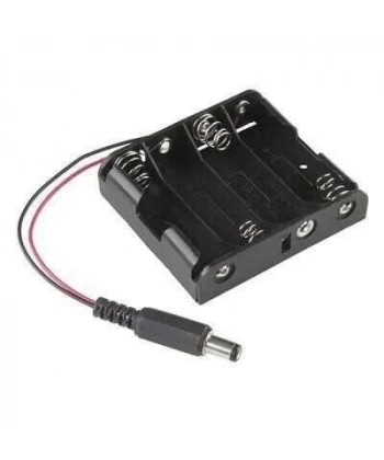 4lü AA Pil Yuvası - Barrel Jack Çıkışlı