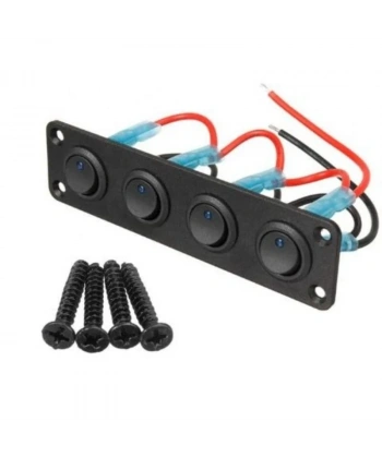 4lü ON-OFF Mavi Nokta Işıklı Anahtar Switch Panel 12V-24V
