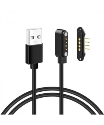 4-Pin 2.54mm 90C Kablolu Pogo Pin Manyetik Konnektör Takımı - USB Soketli