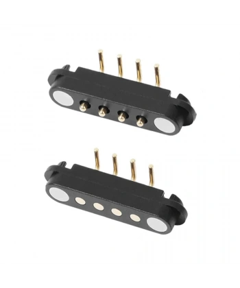 4-Pin 2.54mm 90C Pogo Pin Manyetik Konnektör Takımı