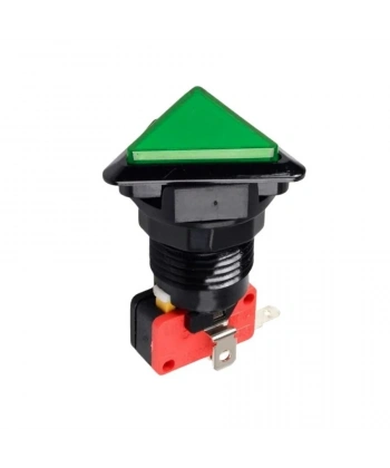 40mm 12V Üçgen Işıklı Oyun Makinesi Butonu - Yeşil