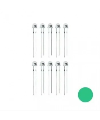 4.8mm Yeşil Mantar Led Paketi - 10 Adet