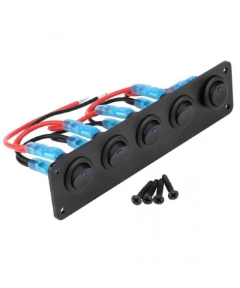 5li ON-OFF Yeşil Nokta Işıklı Anahtar Switch Panel 12V-24V