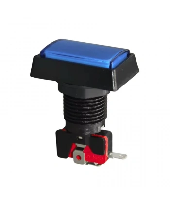 50x33mm 12V Dikdörtgen Işıklı Oyun Makinesi Butonu - Mavi