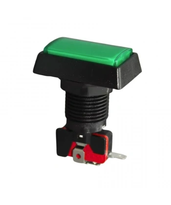 50x33mm 12V Dikdörtgen Işıklı Oyun Makinesi Butonu - Yeşil