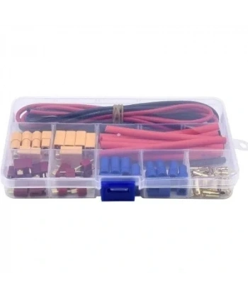 52 Parça T-Plug/EC3/XT60 Erkek ve Dişi Konnektör, Silikon Kablo ve Isıyla Daralan Makaron Seti