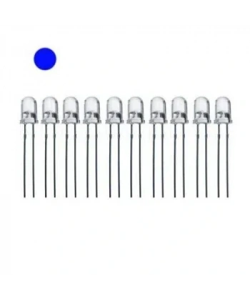 5mm Şeffaf Mavi Led Paketi - 10 Adet