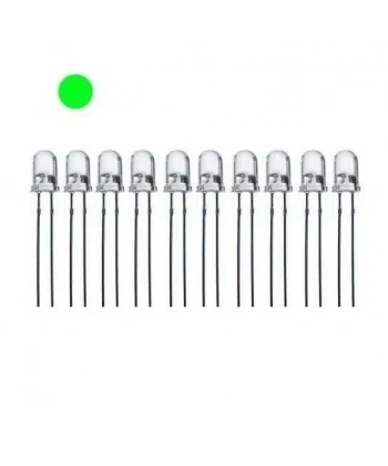 5mm Şeffaf Yeşil Led Paketi - 10 Adet