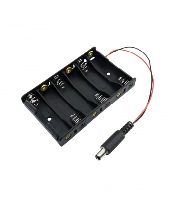 6lı AA Pil Yuvası - Barrel Jack Çıkışlı