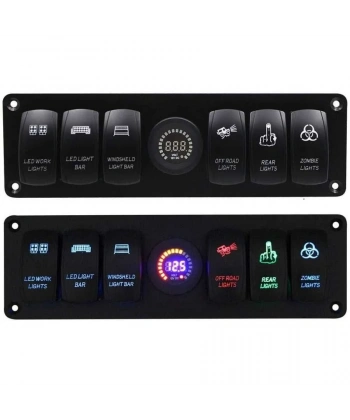 6lı ON-OFF Işıklı Anahtar Switch Panel 12V-24V Voltaj Göstergeli