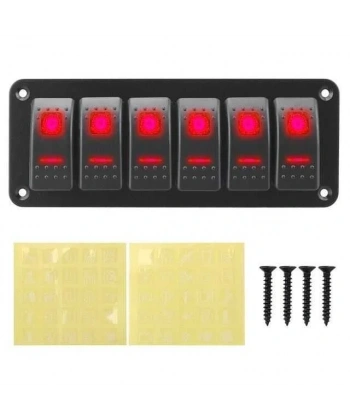 6lı ON-OFF Kırmızı Işıklı Anahtar Switch Panel 12V-24V
