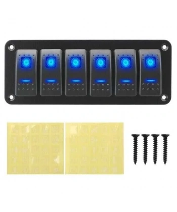 6lı ON-OFF Mavi Işıklı Anahtar Switch Panel 12V-24V