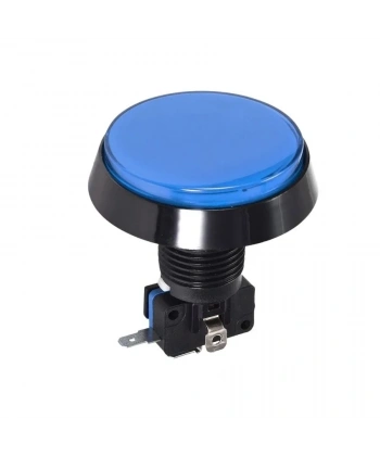 60mm 12V Düz Işıklı Oyun Makinesi Butonu - Mavi