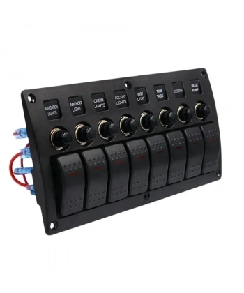 8li ON-OFF Kırmızı Işıklı Anahtar Switch Panel - Aşırı Akım Korumalı