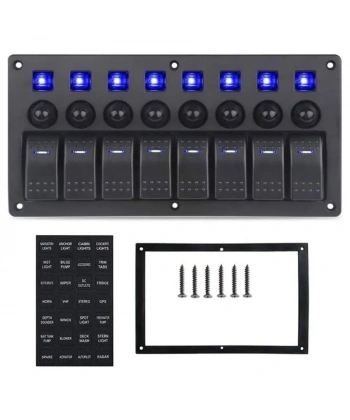 8li ON-OFF Mavi Işıklı Anahtar Switch Panel - Aşırı Akım Korumalı