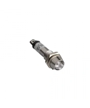 8mm 12V Metal Sinyal Lambası - Beyaz