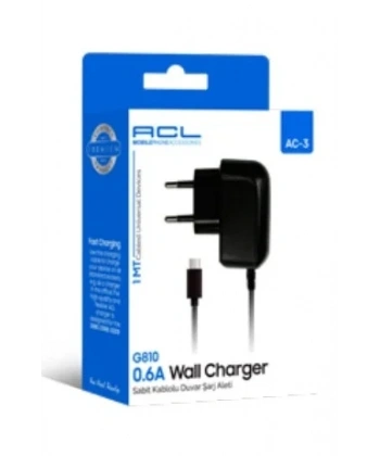 ACL AC-3 G810 0.6A 1mt Mikro Uçlu Sabit Kablolu Şarj Aleti