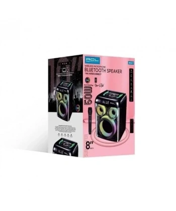 ACS-7 50W Gücünde 8inch Hoparlörlü Mikrofonlu RGB Işıklı Bluetooth Hoparlör