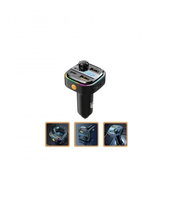 AFT-13 Wireless 3.1A 2xUSB TF Kartlı Type-C RGB Işıklı FM Transmitter