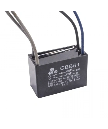 CBB61 2uF/3uF 450V Kablolu Kutulu Daimi Kondansatör