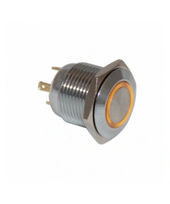 D38 16mm Metal Turuncu Halka Ledli Yaylı Buton 12V
