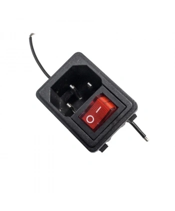DB-14 Erkek Power Soketi Kırmızı Işıklı Anahtarlı - Kablolu