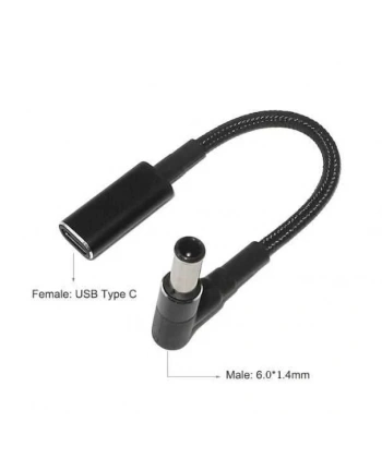 Dişi Type C - Erkek 6.0x1.4mm Jack Dönüştürücü Kablo Tip-C to 6014