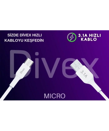 Divex 3.1A Micro USB Hızlı Şarj Data Kablosu 1 metre DC-110