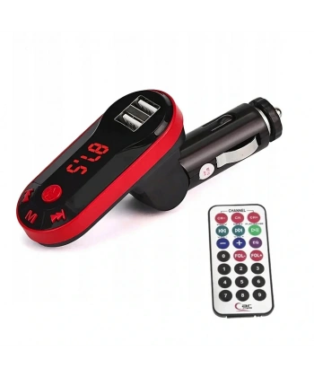 Divex Kumandalı Çakmaklık Girişli Araç Fm Transmitter Bluetooth 2xUSB - SD Kart Kırmızı DT-600