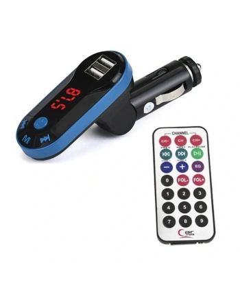Divex Kumandalı Çakmaklık Girişli Araç Fm Transmitter Bluetooth 2xUSB - SD Kart Mavi DT-600