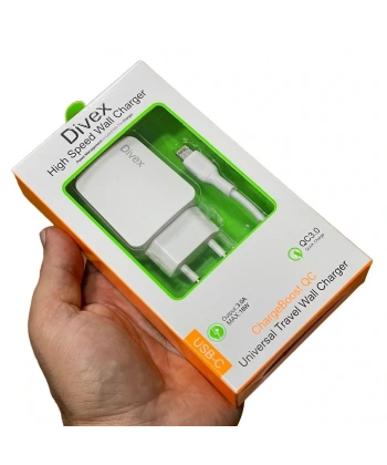 Divex Type-C USB Kablo - Adaptör 3.0A Ev Tipi Şarj Aleti DS-212