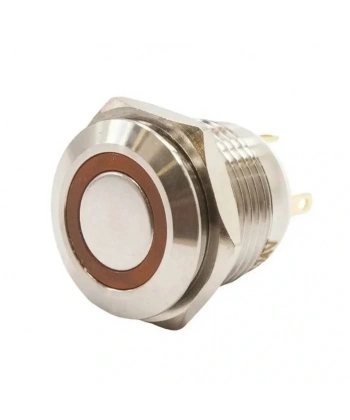 E34 16mm Metal Buton Yaylı 12-24V Kırmızı Led Işıklı 1NO