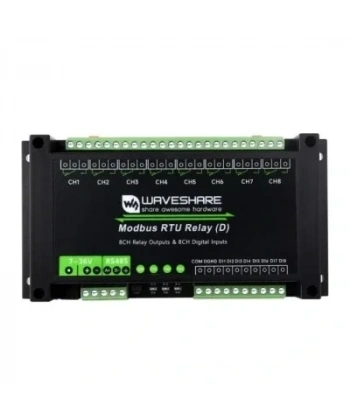 Endüstriyel 8 Kanallı Modbus RTU Ethernet Röle Modülü (D) - Dijital Giriş ve RS485 Arayüzü