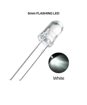 Flaşörlü LED Beyaz 2 Bacaklı 5mm