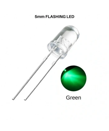 Flaşörlü LED Yeşil 2 Bacaklı 5mm