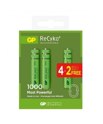 GP ReCyko 1000 mAh AAA Şarj Edilebilir İnce Kalem Pil 4+2 Paket