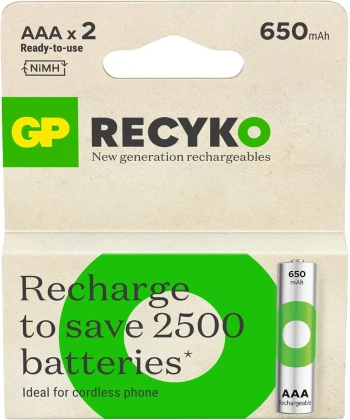 GP ReCyko 650 Serisi Şarjlı AAA İnce Kalem Pil 2li