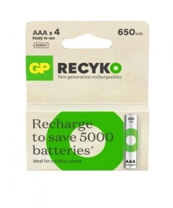 GP ReCyko 650 Serisi Şarjlı AAA İnce Kalem Pil 4lü