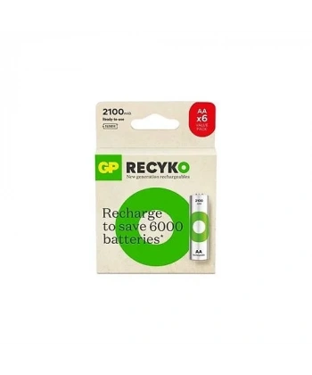 GP Recyko GP2100 2000 mAh Pro Siyah 4+2 Şarjlı AA Kalem Pil