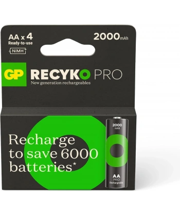 GP Recyko GP2100 2000 mAh Pro Siyah AA Şarjlı Kalem Pil 4lü