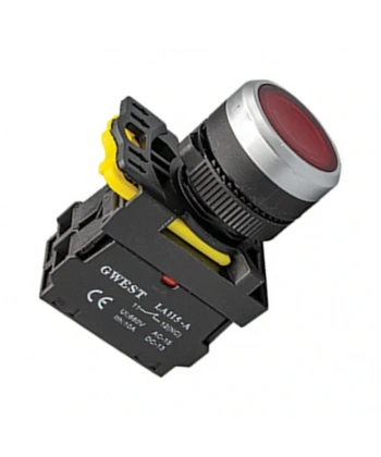 Gwest A5-01D 22mm Kırmızı Led Işıklı Yaylı Stop Buton 220V 1NC