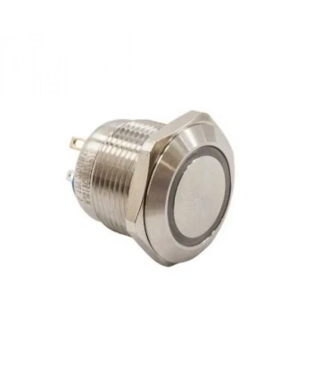 HJS19C 19mm Düz Yaylı Işıklı Metal Buton - Yeşil