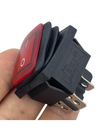 IC-104W Geniş Körüklü Işıklı Anahtar On-Off 4P Kırmızı
