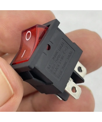IC-119 Mini Işıklı Anahtar 4P Siyah + Kırmızı Işık
