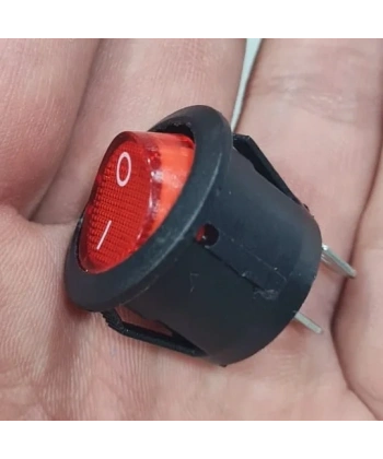 IC-133-5 Yuvarlak Kırmızı Işıksız Anahtar ON-OFF 2P