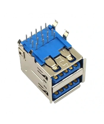 IC-265E İkili USB3.0 Konnektör A Tip Şase Dişi 90° Mavi