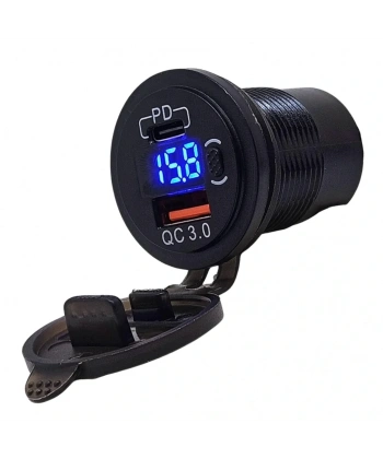 IC-266D-6 Pano Tip Voltmetreli 2li Usb 3.0 + Type-C Butonlu
